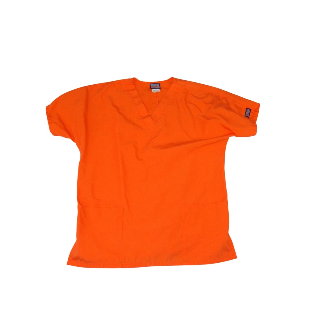 Cherokee Workwear Scrub Top Orange V-Neck Short Sleeve Medical Uniform Small